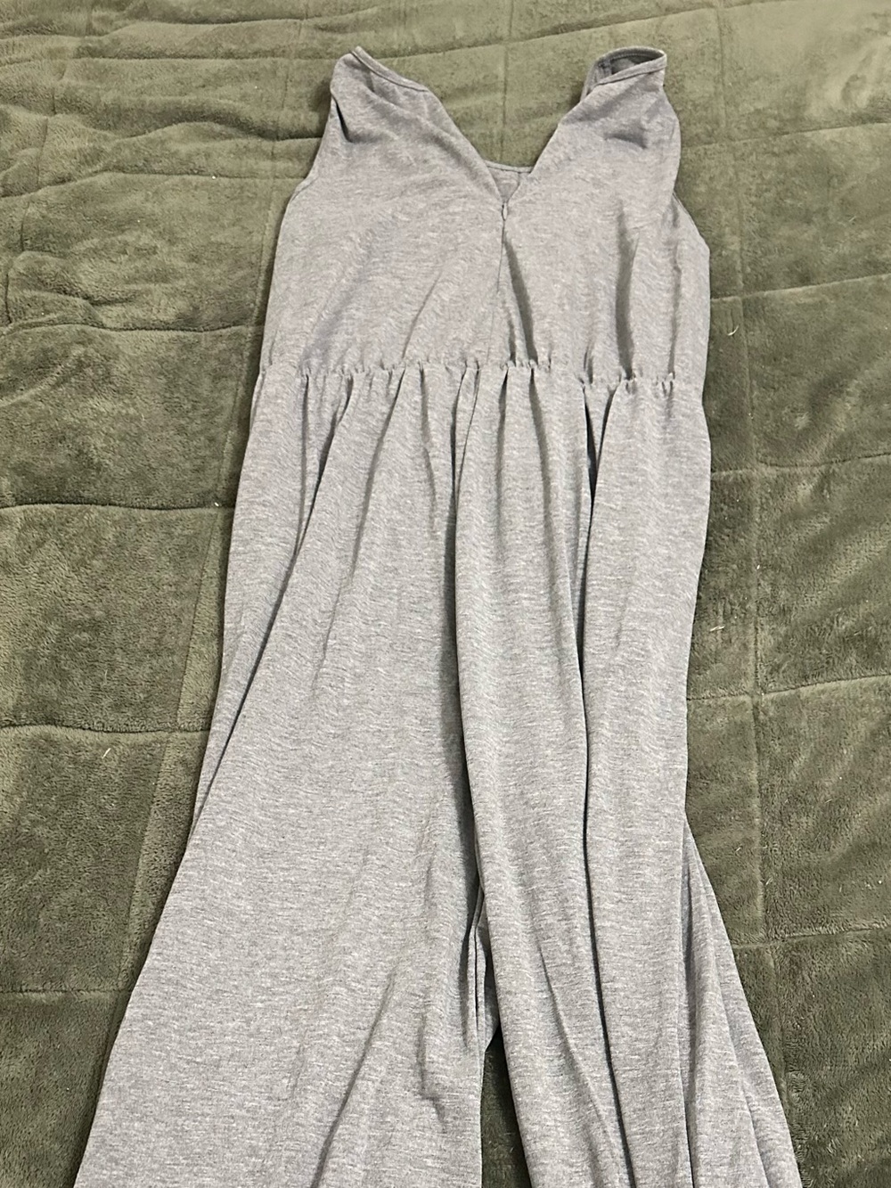 Women's Gray jumpsuit- Casual Jersey Gathered Waist
